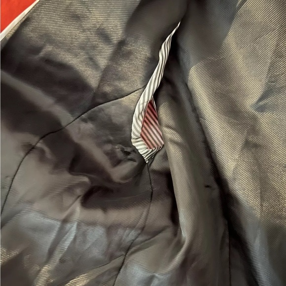 Banana Republic Orange Red Hip length trench belt Lined Coat Jacket Size L - Picture 10 of 13